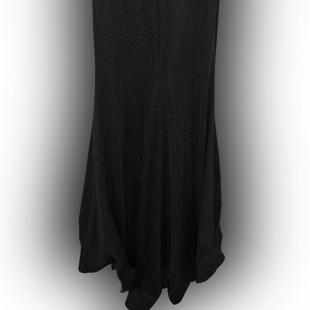 Angela & Alison Black Shimmer Illusion Bodice Mermaid Prom Formal Gown Train 4 - Picture 4 of 6